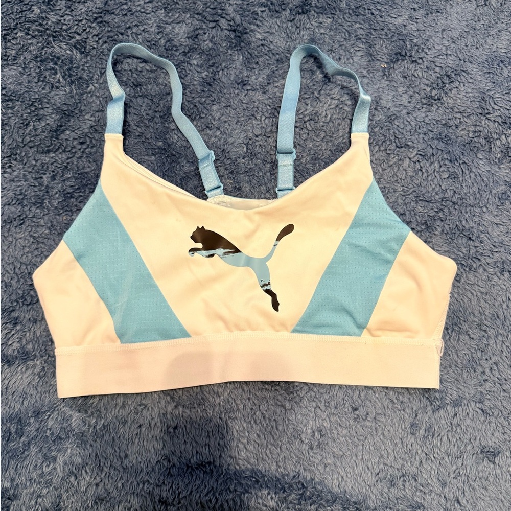 Puma Women's Blue and White Sports Bra